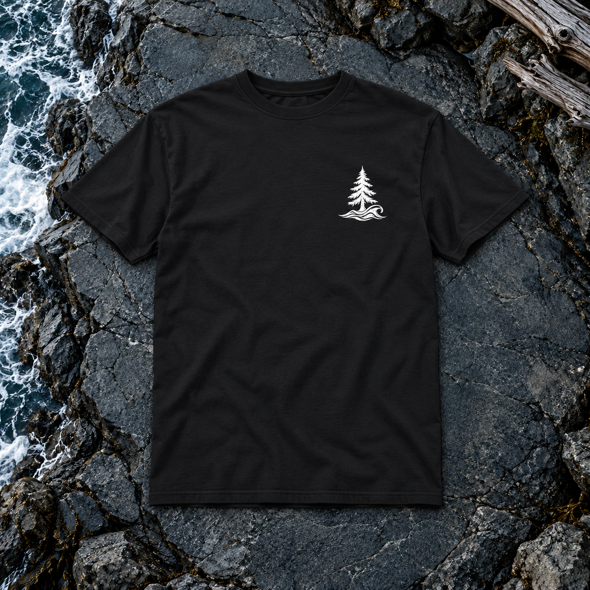 Pinewave Tee Black | White