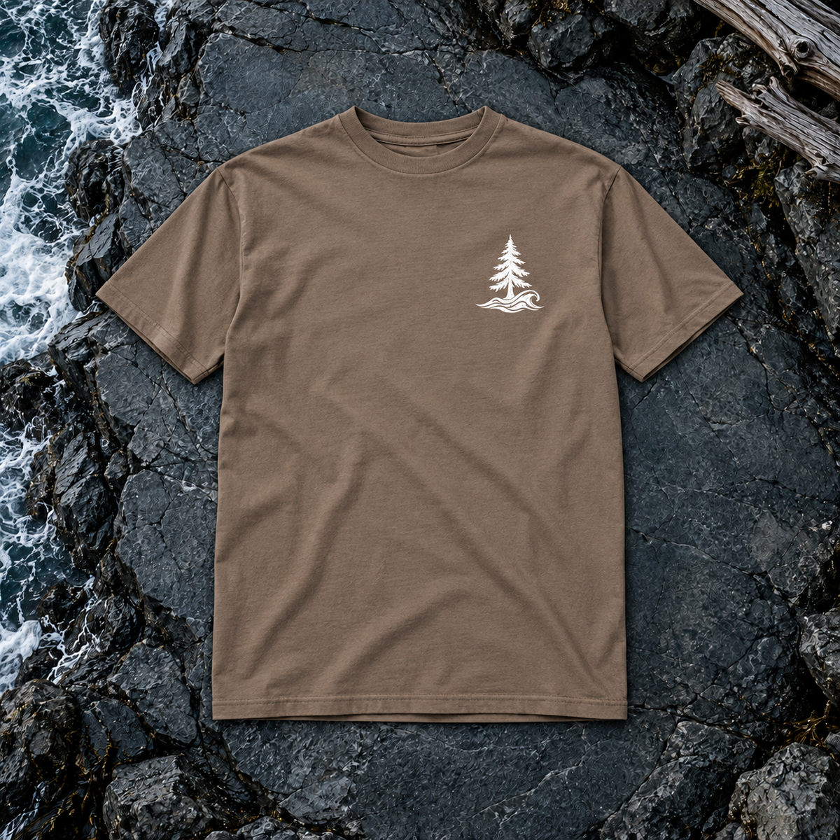 Pinewave Tee Brown | White